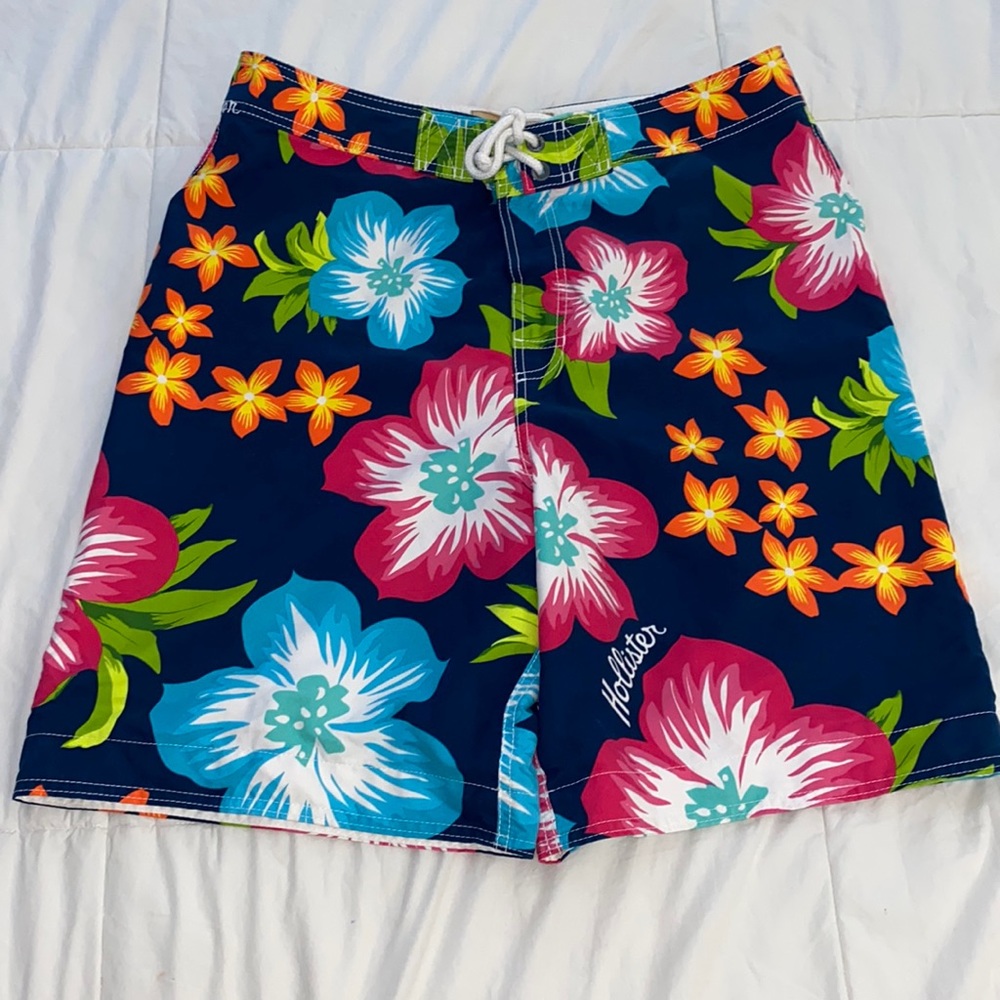 Hollister Men's Blue Pink Green Floral Tropical Surf Swim Board Shorts Sz XL